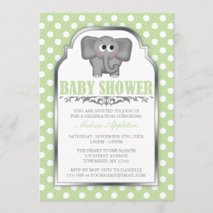 Invitation Baby shower vert clair de point de polka