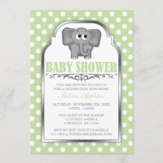 Invitation Baby shower vert clair de point de polka
