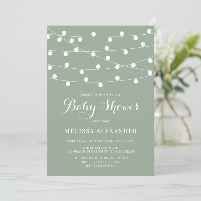 Invitation Baby shower vert de la tige de lunette (Debout devant)
