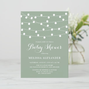 Invitation Baby shower vert de la tige de lunette