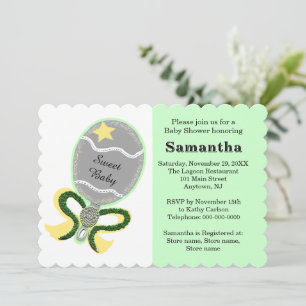 Invitation Baby shower vert de sta jaune