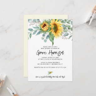 Invitation Baby shower vert de tournesol russe Eucalyptus