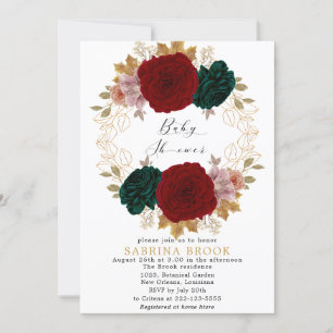 Invitation Baby shower vert d'émeraude de Bourgogne