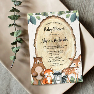 Invitation Baby shower vert doux bois neutre genre