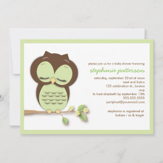Invitation Baby shower vert doux et doré de Chouette Neutre