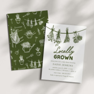Invitation Baby shower vert du marché agricole local