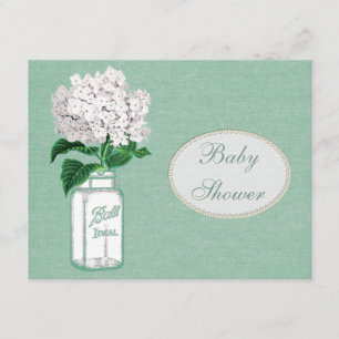 Invitation Baby shower vert en bon état de toile de jute, de