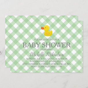 Invitation Baby shower vert En vichy en caoutchouc