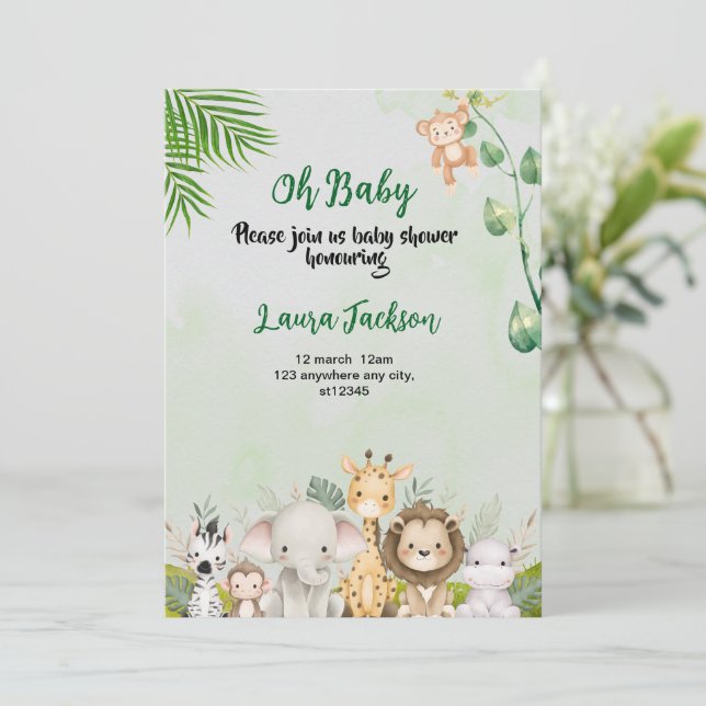Invitation baby shower vert et blanc (Debout devant)