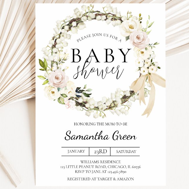 Invitation Baby Shower Vert et Blanc (Créateur téléchargé)