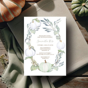 Invitation Baby shower vert et blanc CITROUILLE verdoyant