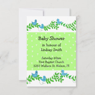 Invitation Baby shower vert et bleu nature