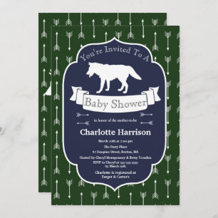 Invitation Baby shower vert et bleu rustique moderne de