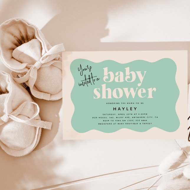 Invitation Baby shower vert et crème de la menthe  (Créateur téléchargé)