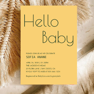 Invitation Baby shower vert et jaune propre et neutre pour le