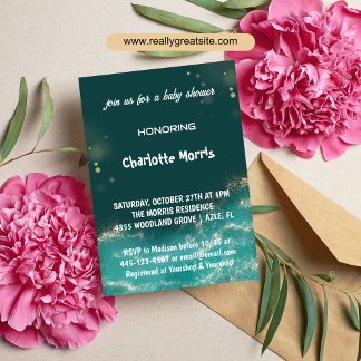 Invitation Baby shower vert foncé