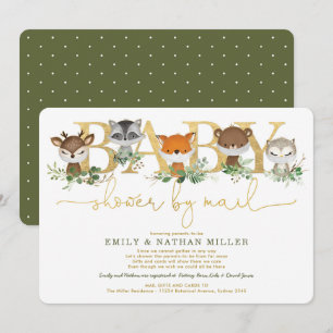 Invitation Baby shower Vert forestier minimaliste par courrie