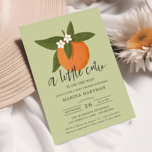 Invitation Baby shower vert Little Cutie Agrumes