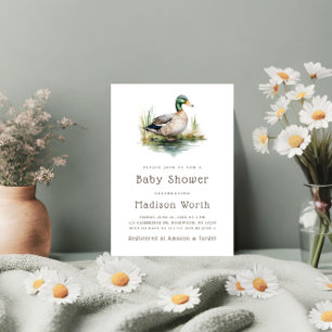 Invitation Baby shower vert Mallard Duck Sage