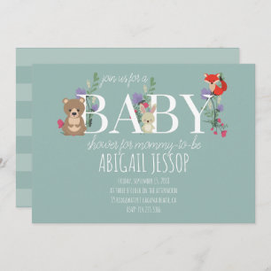 Invitation Baby shower vert moderne Boho Woodland Sage