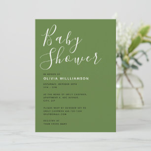 Invitation Baby shower vert moderne Sage