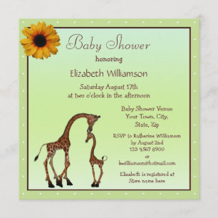 Invitation Baby shower vert neutre mignon de girafe de maman