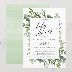 Invitation Baby shower vert neutre pour les femmes