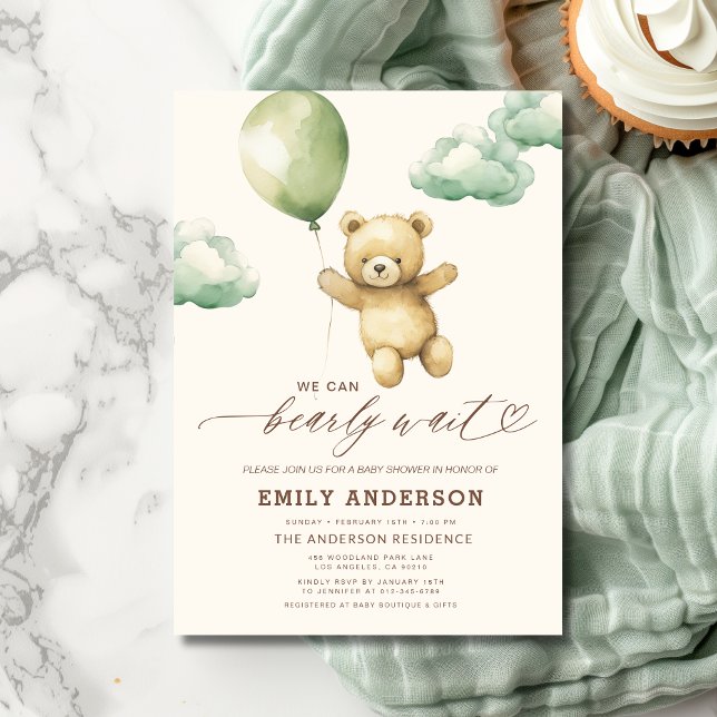 Invitation Baby shower vert neutre pour les femmes en attente (Créateur téléchargé)