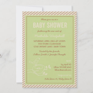 Invitation Baby shower vert nid d'oiseaux