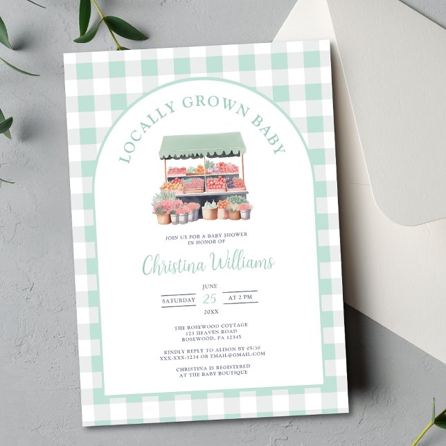 Invitation Baby shower vert non sexiste cultivé localement (Créateur téléchargé)