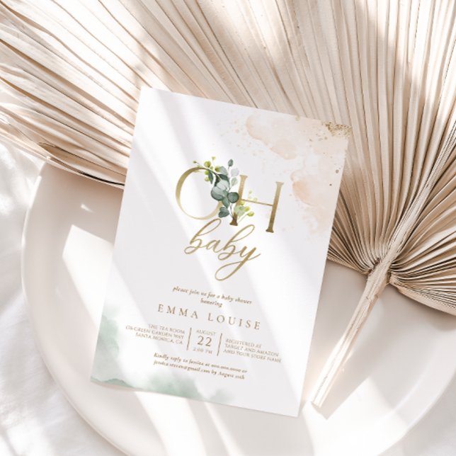 Invitation Baby shower vert or Eucalyptus Oh (Créateur téléchargé)