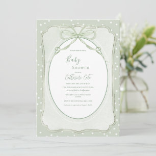 Invitation Baby Shower Vert Rustique Vintage