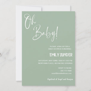 Invitation Baby shower vert Sage