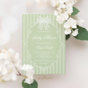 Invitation Baby-Shower Vert Sauge Dentelle