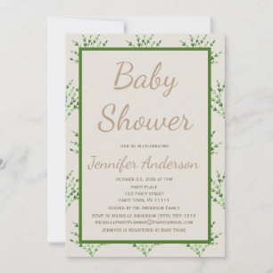 Invitation Baby shower vert Tan Neutre Sexe Simple