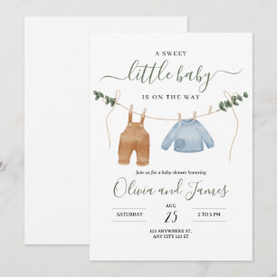Invitation Baby Shower Vêtements Bébé, Bébé Garçon