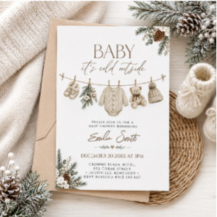 Invitation Baby Shower Vêtements d'Hiver