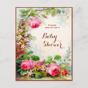 Invitation Baby shower Victorian Rose Cottage Garden