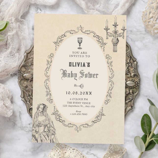 Invitation Baby-shower victorien vintage (Créateur téléchargé)