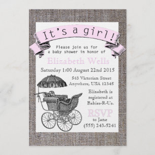 Invitation Baby shower victorien vintage