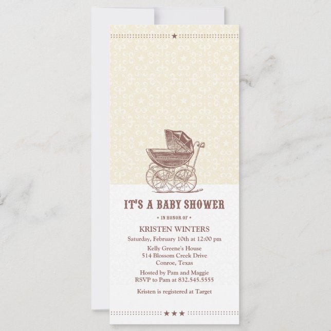 Invitation baby shower Vintage (Devant)