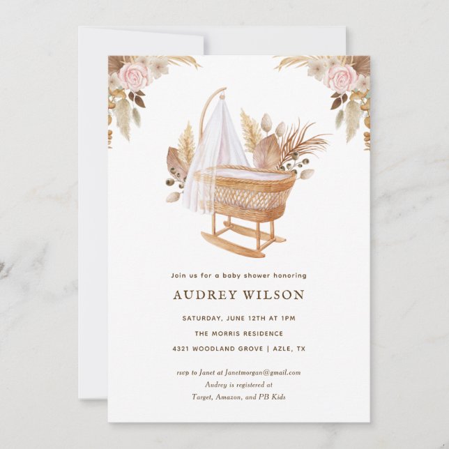 Invitation Baby shower vintage (Devant)