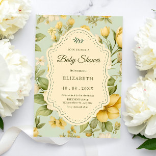 Invitation baby shower vintage à fleurs