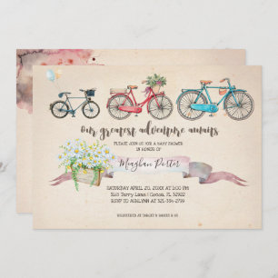 Invitation Baby shower Vintage à vélo
