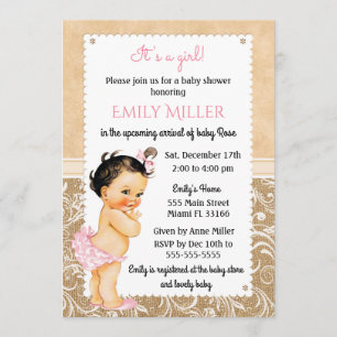 Invitation Baby shower vintage Baby Burlap