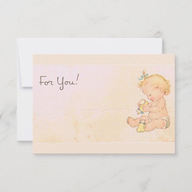 Invitation Baby shower vintage bébé fille (Devant)