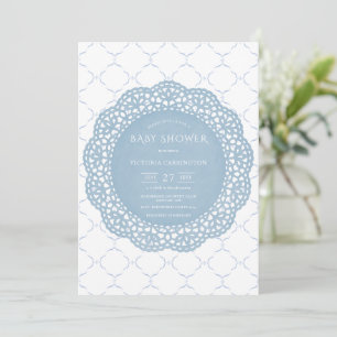 Invitation Baby shower Vintage Blue Lace