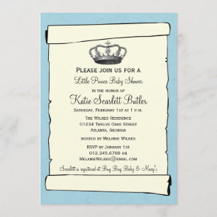 Invitation Baby shower Vintage Blue Little Prince