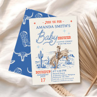 Baby shower vintage Blue Red Rodeo Cowboy