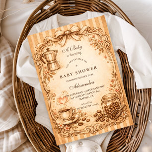 Invitation Baby-Shower Vintage Café